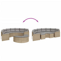 Thumbnail for 2-tlg. Garten-Sofagarnitur Halbrund Beige Poly-Rattan