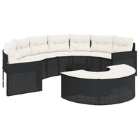 Thumbnail for 3-tlg. Garten-Sofagarnitur Halbrund Schwarz Poly-Rattan