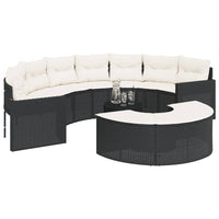 Thumbnail for 3-tlg. Garten-Sofagarnitur Halbrund Schwarz Poly-Rattan