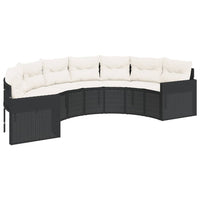 Thumbnail for 3-tlg. Garten-Sofagarnitur Halbrund Schwarz Poly-Rattan