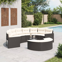 Thumbnail for 3-tlg. Garten-Sofagarnitur Halbrund Schwarz Poly-Rattan