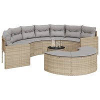 Thumbnail for 3-tlg. Garten-Sofagarnitur Halbrund Beige Poly-Rattan