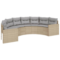 Thumbnail for 3-tlg. Garten-Sofagarnitur Halbrund Beige Poly-Rattan