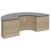 Thumbnail for 3-tlg. Garten-Sofagarnitur Halbrund Beige Poly-Rattan