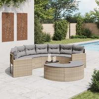 Thumbnail for 3-tlg. Garten-Sofagarnitur Halbrund Beige Poly-Rattan