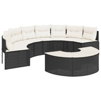 Thumbnail for 2-tlg. Garten-Sofagarnitur Halbrund Schwarz Poly-Rattan