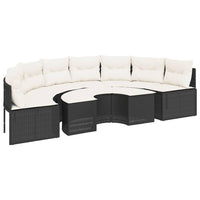Thumbnail for 2-tlg. Garten-Sofagarnitur Halbrund Schwarz Poly-Rattan