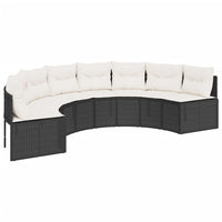 Thumbnail for 2-tlg. Garten-Sofagarnitur Halbrund Schwarz Poly-Rattan