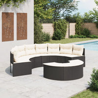 Thumbnail for 2-tlg. Garten-Sofagarnitur Halbrund Schwarz Poly-Rattan
