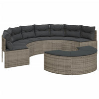 Thumbnail for 2-tlg. Garten-Sofagarnitur Halbrund Grau Poly Rattan