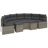 Thumbnail for 2-tlg. Garten-Sofagarnitur Halbrund Grau Poly Rattan
