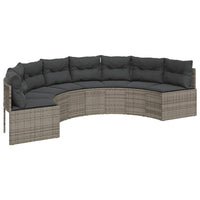 Thumbnail for 2-tlg. Garten-Sofagarnitur Halbrund Grau Poly Rattan