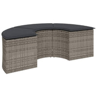 Thumbnail for 2-tlg. Garten-Sofagarnitur Halbrund Grau Poly Rattan
