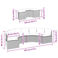 Thumbnail for 2-tlg. Garten-Sofagarnitur Halbrund Grau Poly Rattan