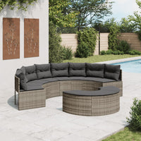 Thumbnail for 2-tlg. Garten-Sofagarnitur Halbrund Grau Poly Rattan