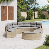 Thumbnail for 2-tlg. Garten-Sofagarnitur Halbrund Beige Poly-Rattan