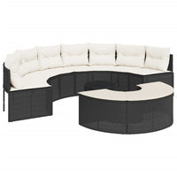 Thumbnail for 3-tlg. Garten-Sofagarnitur Halbrund Schwarz Poly-Rattan