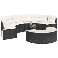 Thumbnail for 3-tlg. Garten-Sofagarnitur Halbrund Schwarz Poly-Rattan