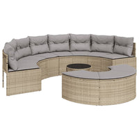 Thumbnail for 3-tlg. Garten-Sofagarnitur Halbrund Beige Poly-Rattan