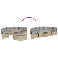 Thumbnail for 3-tlg. Garten-Sofagarnitur Halbrund Beige Poly-Rattan