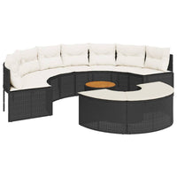 Thumbnail for 3-tlg. Garten-Sofagarnitur Halbrund Schwarz Poly-Rattan