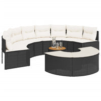 Thumbnail for 3-tlg. Garten-Sofagarnitur Halbrund Schwarz Poly-Rattan