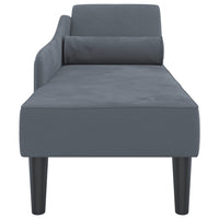 Thumbnail for Chaiselongue mit Kissen Dunkelgrau Samt