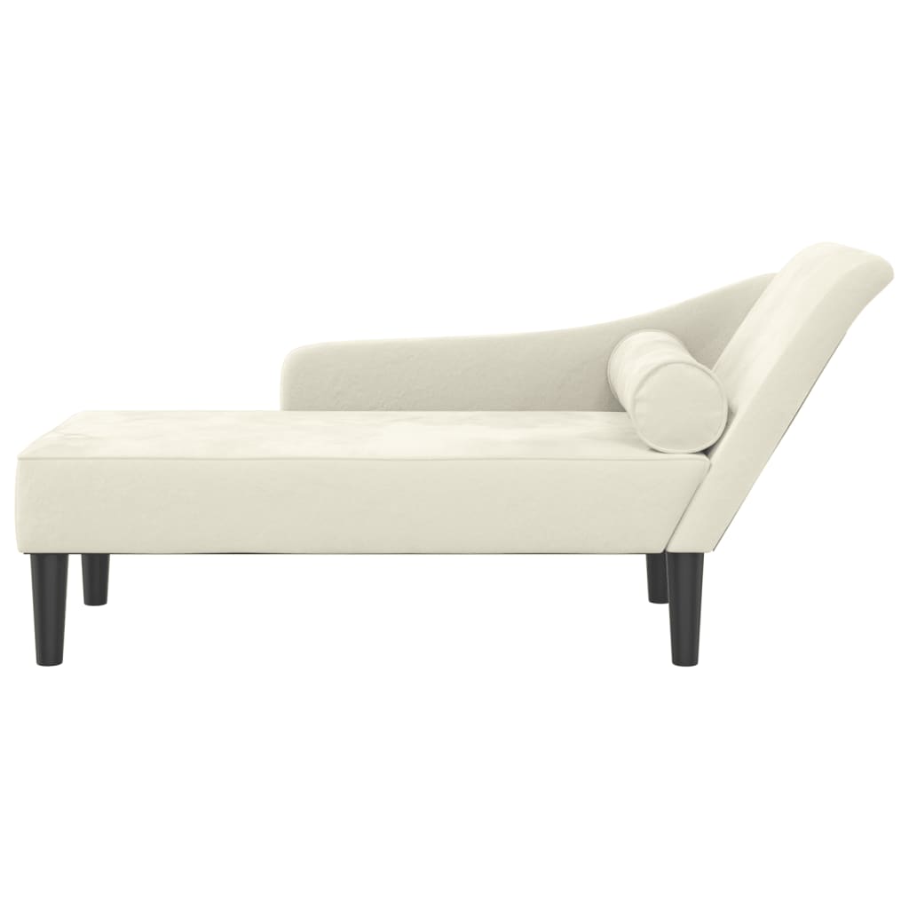 Chaiselongue mit Kissen Creme Samt