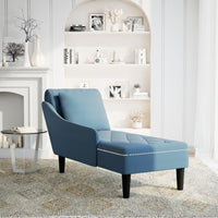 Thumbnail for Chaiselongue mit Kissen und Rechter Armlehne Blau Samt