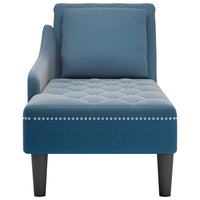 Thumbnail for Chaiselongue mit Kissen und Rechter Armlehne Blau Samt
