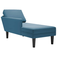 Thumbnail for Chaiselongue mit Kissen und Rechter Armlehne Blau Samt