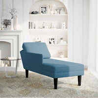 Thumbnail for Chaiselongue mit Kissen und Rechter Armlehne Blau Samt