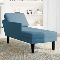 Thumbnail for Chaiselongue mit Kissen und Rechter Armlehne Blau Samt