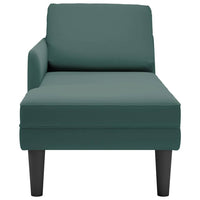 Thumbnail for Chaiselongue mit Kissen und Rechter Armlehne Dunkelgrün Samt