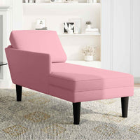 Thumbnail for Chaiselongue mit Kissen und Rechter Armlehne Rosa Samt