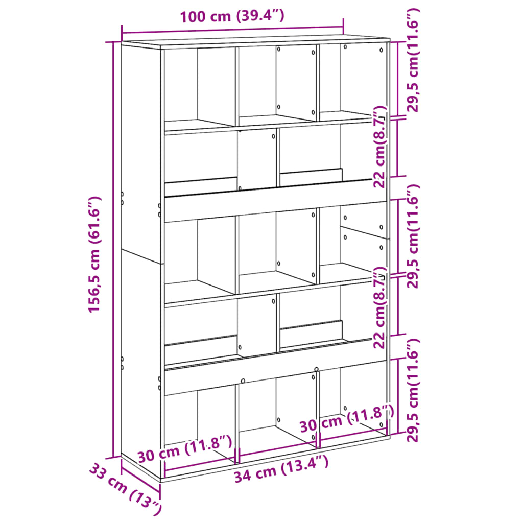 Raumteiler Artisan-Eiche 100x33x156,5 cm Holzwerkstoff