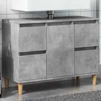 Thumbnail for Waschbeckenunterschrank Betongrau 80x33x60 cm Holzwerkstoff