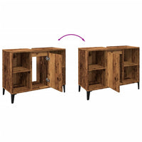 Thumbnail for Waschbeckenunterschrank Altholz-Optik 80x33x60 cm Holzwerkstoff