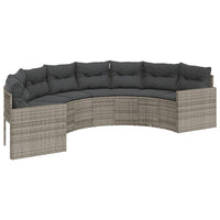 Thumbnail for Gartensofa mit Kissen Halbrund Grau Poly Rattan