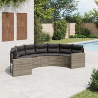 Thumbnail for Gartensofa mit Kissen Halbrund Grau Poly Rattan