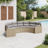 Thumbnail for Gartensofa mit Kissen Halbrund Beige Poly-Rattan