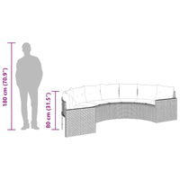 Thumbnail for Gartensofa mit Tisch und Kissen Halbrund Schwarz Poly-Rattan