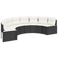 Thumbnail for Gartensofa mit Kissen Halbrund Schwarz Poly-Rattan