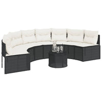 Thumbnail for Gartensofa mit Kissen Halbrund Schwarz Poly-Rattan