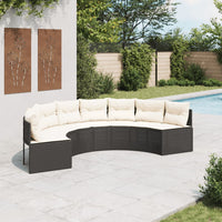 Thumbnail for Gartensofa mit Kissen Halbrund Schwarz Poly-Rattan