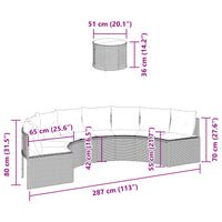 Thumbnail for Gartensofa mit Tisch und Kissen Halbrund Schwarz Poly-Rattan