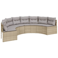 Thumbnail for Gartensofa mit Tisch und Kissen Halbrund Beige Poly-Rattan