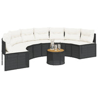 Thumbnail for Gartensofa mit Tisch und Kissen Halbrund Schwarz Poly-Rattan