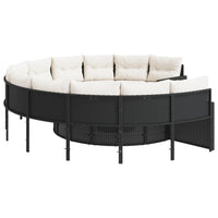 Thumbnail for Gartensofa mit Kissen Rund Schwarz Poly-Rattan