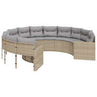 Thumbnail for Gartensofa mit Kissen Rund Beige Poly-Rattan